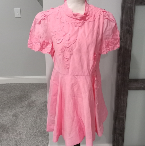 Antonio Melani Drs Iris Floral Mini Cap Sleeve Dress Taffy Pink Size 2 NWT - Picture 3 of 4